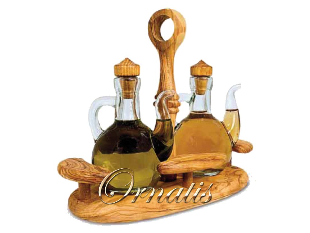 Dřevěný olivový podnos na olivový olej a balsamico - Ornatis.sk