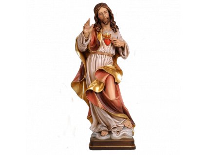 Drevená vyrezávaná ručne maľovaná soška Ježiša Krista