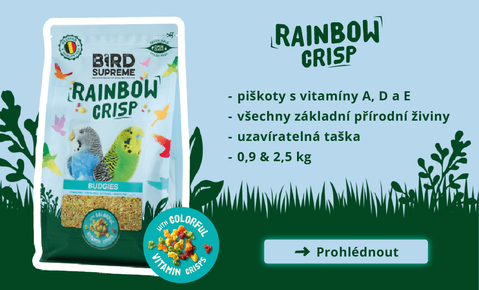 RAINBOW CRISP BirdSupreme - piškoty s vitamíny A, D a E všechny základní přírodní živiny, uzavíratelná taška, balení 0,9 & 2,5 kg