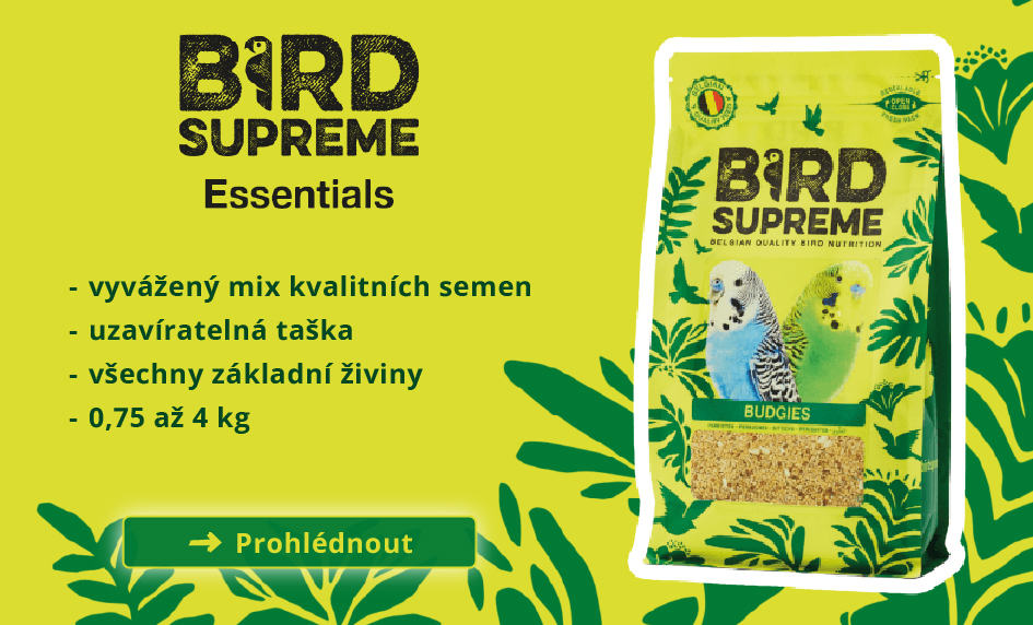 ESSENTIALS BirdSupreme - vyvážený mix kvalitních semen, uzavíratelná taška, všechny základní živiny, velikost balení 0,75 až 4 kg