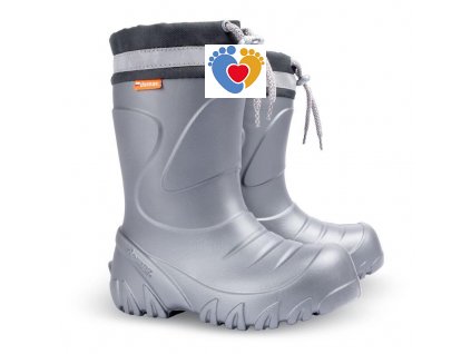 Detské zateplené gumáky DEMAR-MAMMUT-S 0300 C silver-grey