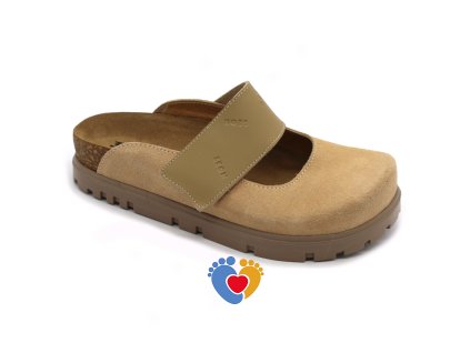 Dámska ortopedická korková obuv LEON 6002 béžová (Farba béžová, Veľkosť - vnútorná dĺžka stielky obuvi 36 - 23,5cm)