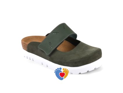 Dámska ortopedická korková obuv LEON 6002 zelená (Farba zelená, Veľkosť - vnútorná dĺžka stielky obuvi 36 - 23,5cm)