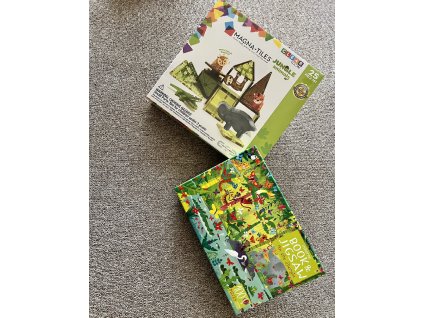 Magnetická stavebnica Zvieratká z džungle 25-dielna súprava + Puzzle s knižkou