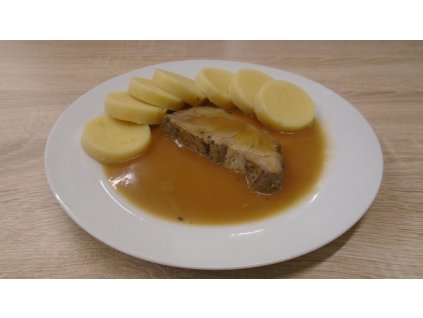 Vepřová krkovička pečená na tymiánu,bramborový knedlík (1,3,7)