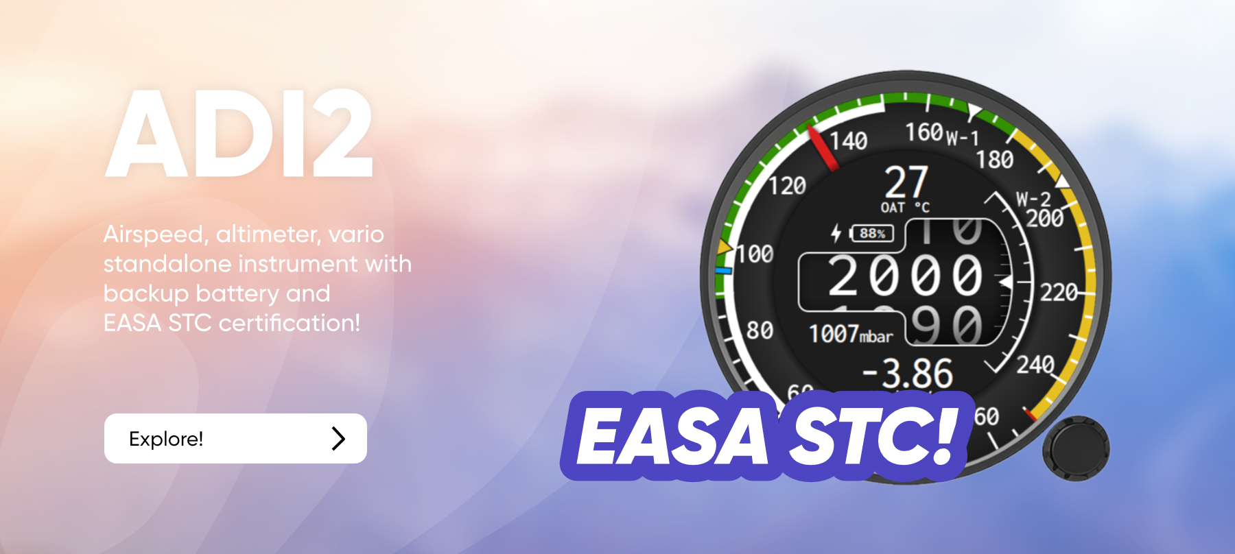 ADI2 standalone airspeed altimeter and vario