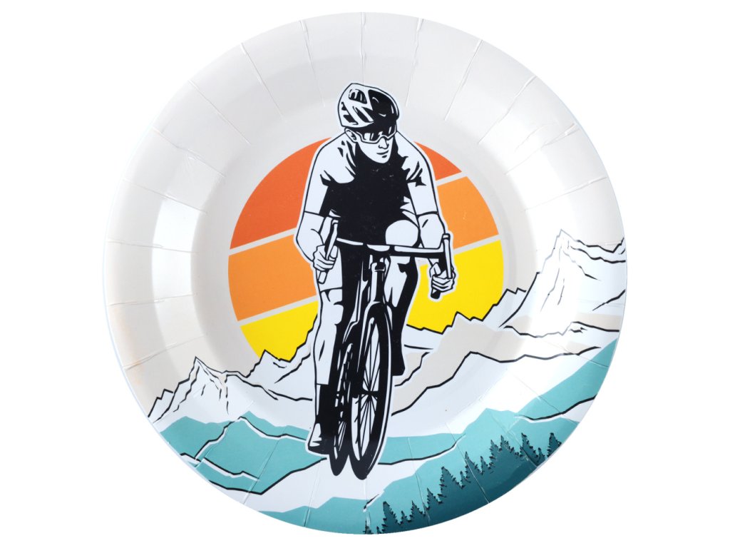 Papírové party talíře Cyklista, 6ks