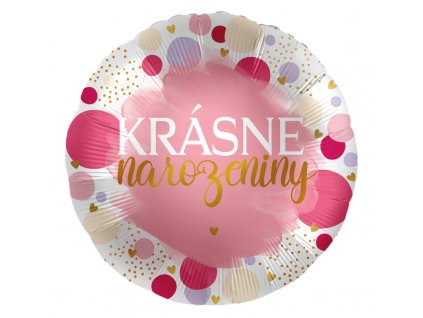 Balónek s českým textem Krásné narozeniny růžový 43cm