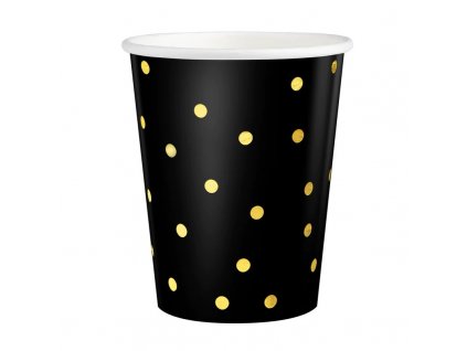 Papírové party kelímky Golden Dots černé