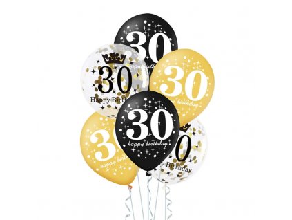 Latexové balónky s konfetami a čísly 30