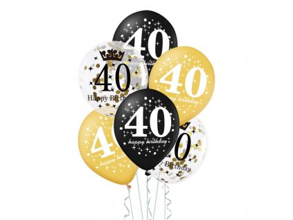 Latexové balónky s konfetami a čísly 40