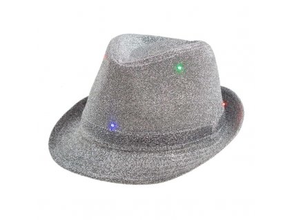 Svítící klobouk Disco stříbrný