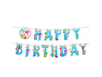 Narozeninový nápis Happy Birthday Plameňák