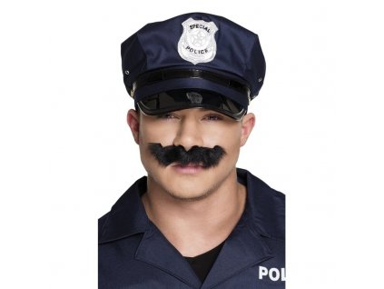 Umělý nalepovací knír Policista černý
