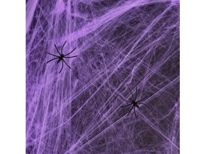 Dekorační umělá pavučina s pavouky fialová 20g