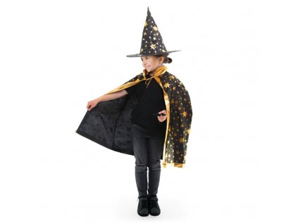 Čarodějnický plášť a klobouk dětský set