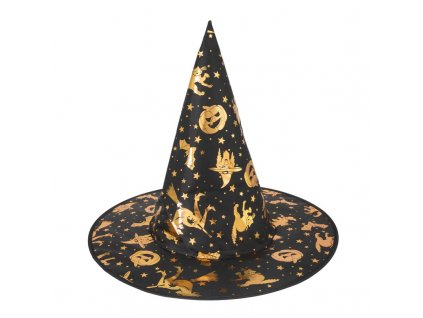 Čarodějnický klobouk Witch černo-zlatý