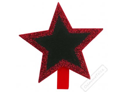 Dekorační kolíček s tabulkou Hvězda červená