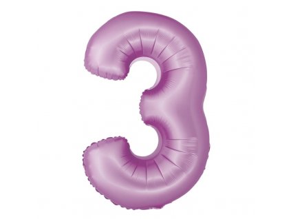 Nafukovací balón číslo 3 Satin Lila 76cm