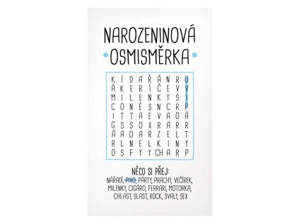 Vtipné blahopřání Narozeninová osmisměrka pro Něj