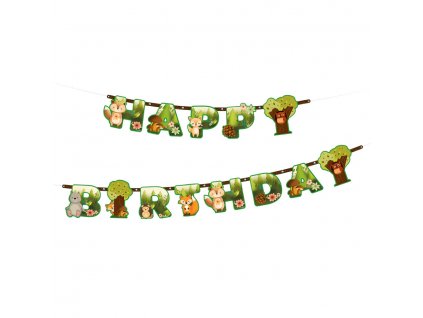 Narozeninový banner Happy Birthday Lesní zvířátka