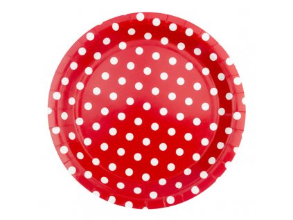 Papírové party talíře s puntíky červené