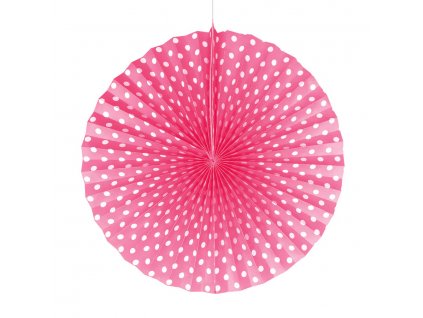 Závěsná papírová rozeta s puntíky růžová