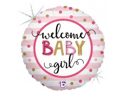 Nafukovací balónek Welcome Baby Girl 46cm