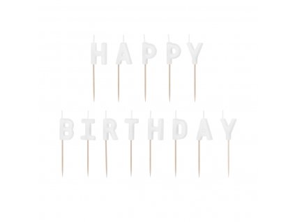 Narozeninové svíčky Happy Birthday bílé