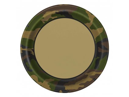 Papírové party talíře Army maskáčové