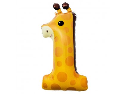 Nafukovací balón číslo 1 Zvířátko Žirafa 80cm
