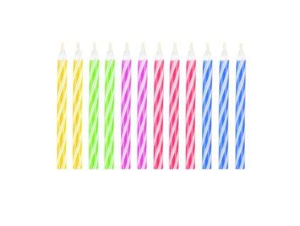 Svíčky na dort nesfouknutelné Rainbow, 12ks