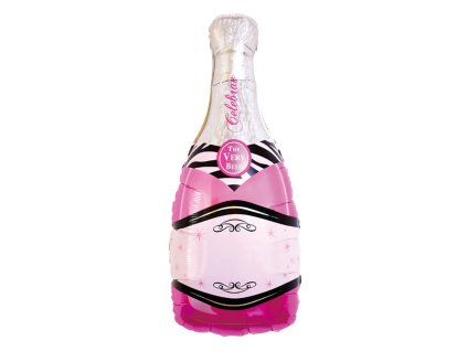 Nafukovací balón fóliový Šampus na vzkaz Pink 100cm