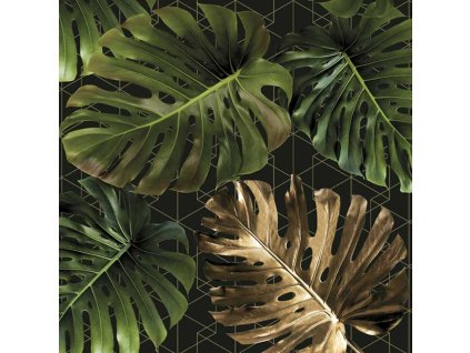 Papírové party ubrousky Golden Monstera 20ks