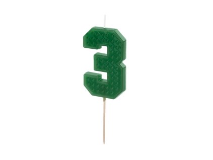 Narozeninová svíčka Lego číslo 3 zelená