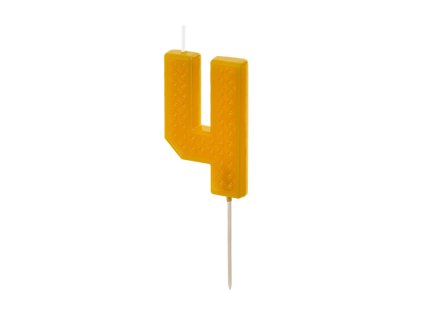 Narozeninová svíčka Lego číslo 4 žlutá