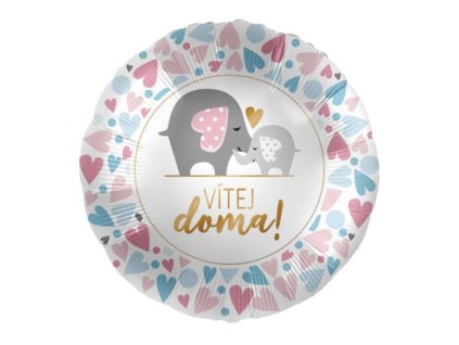 Balónek s českým textem Vítej doma Sloníci 43cm