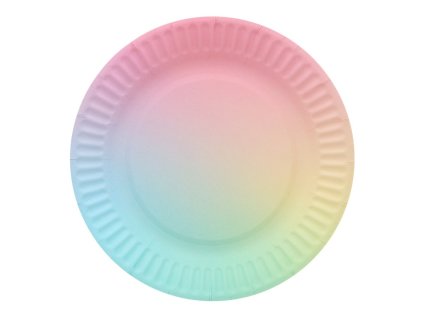 Papírové barevné talířky Pastel Rainbow, 6ks