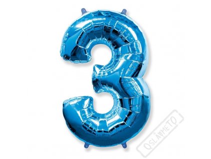Nafukovací balón číslo 3 modrý 102cm