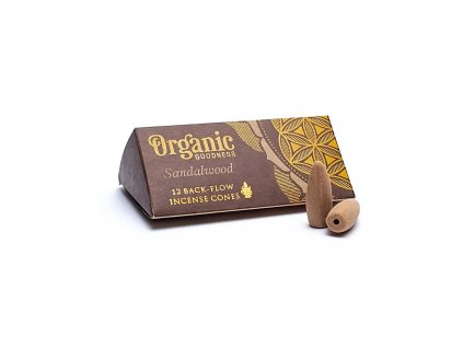 Vonné kužely Organic Sandalwood, 12ks