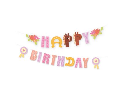 Narozeninový banner Happy Birthday Koně