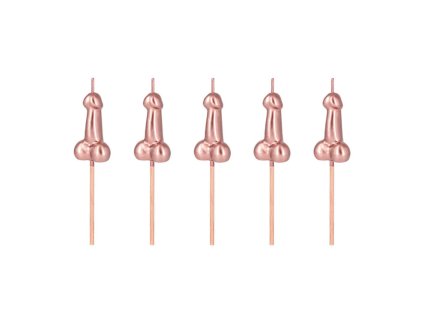 Dortové svíčky Penis Rose-gold, 5ks
