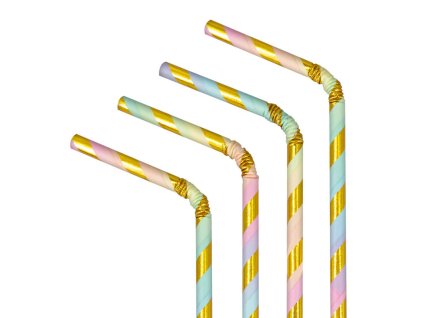 Papírová brčka Stripe Pastel, 10ks