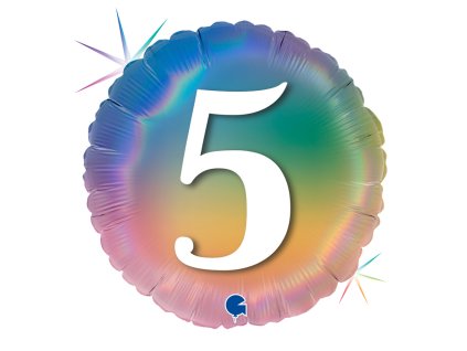Narozeninový balónek Rainbow s číslem 5, 46cm