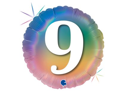 Narozeninový balónek Rainbow s číslem 9, 46cm