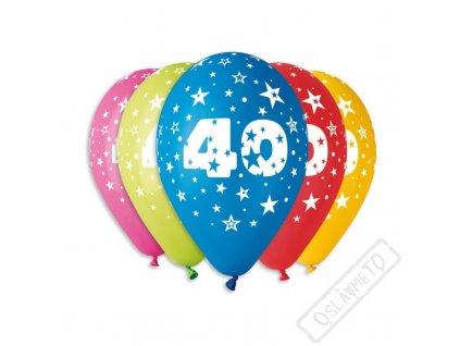 Nafukovací balónek latexový s číslem 40 mix