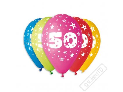 Nafukovací balónek latexový s číslem 50 mix