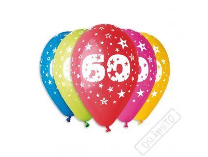 Nafukovací balónek latexový s číslem 60 mix