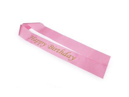 Narozeninová šerpa Happy Birthday růžová