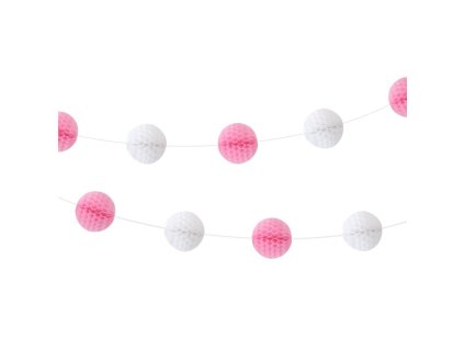 Papírová party girlanda PomPom růžová